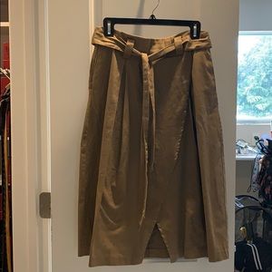 Tan wrap skirt with pockets